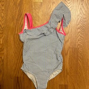 J Crew Crewcuts Girls ruffle one piece swim suit size 6-7
